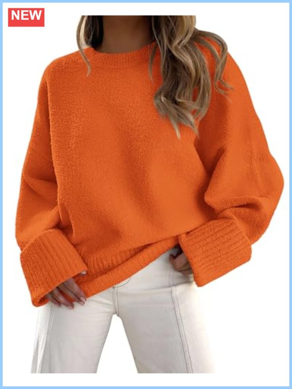 Women's Fuzzy Oversized Crewneck Pullover Sweater Long Sleeve